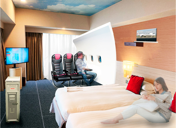 東京ベイ東急ホテルに、JALの機内空間を表現したコンセプトルームが誕生！