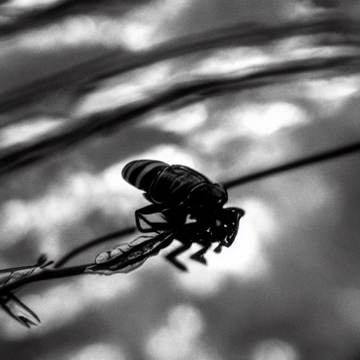 The sky reflected in the dead cicadas eyes monochrome melancholy1